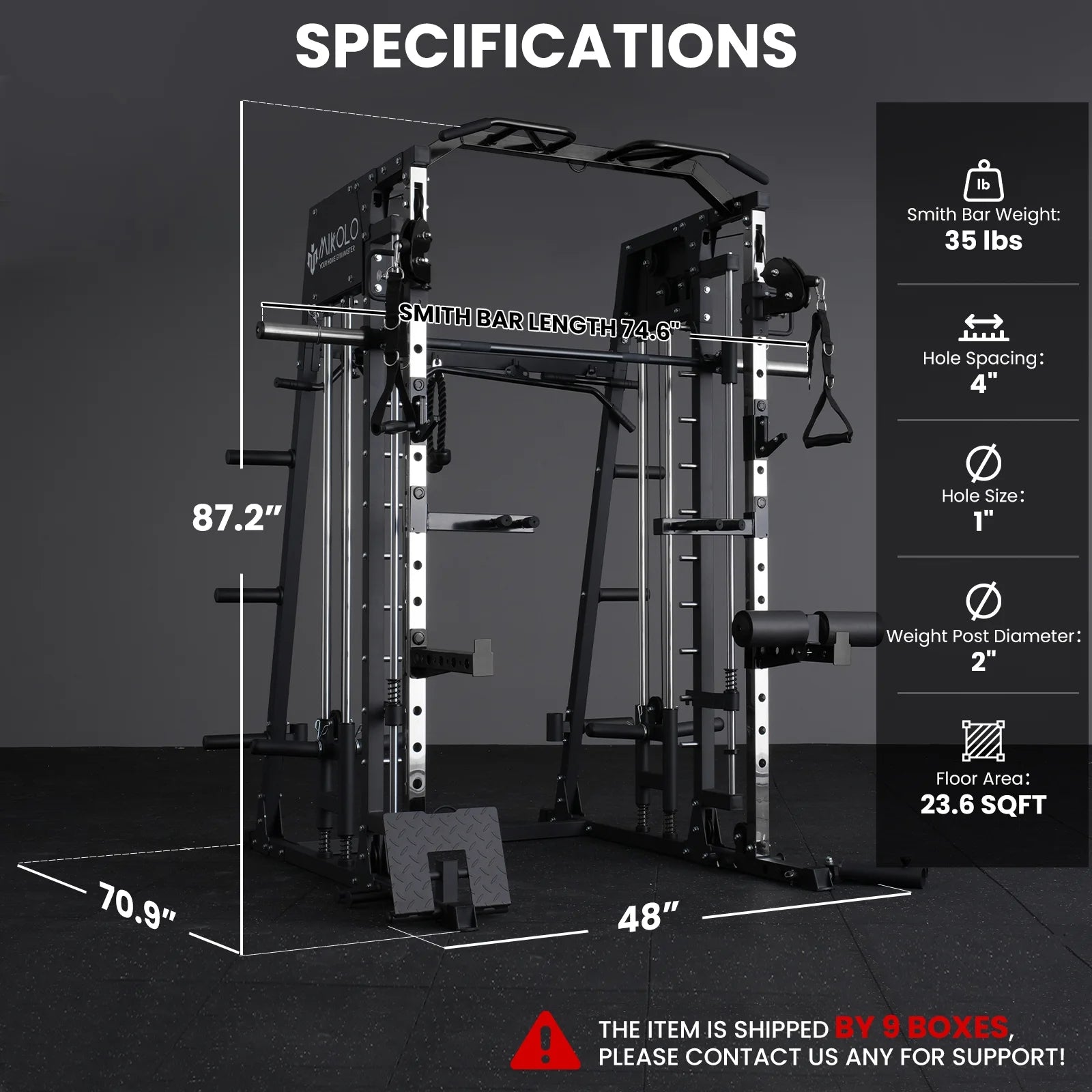 M4 All-In-One Smith Machine Home Gym Package, 2200 Lbs Power Rack Cage with Cable Crossover, 360° Landmine, Barbell Holders and Other Attachments, Total Body Strength Training Cage
