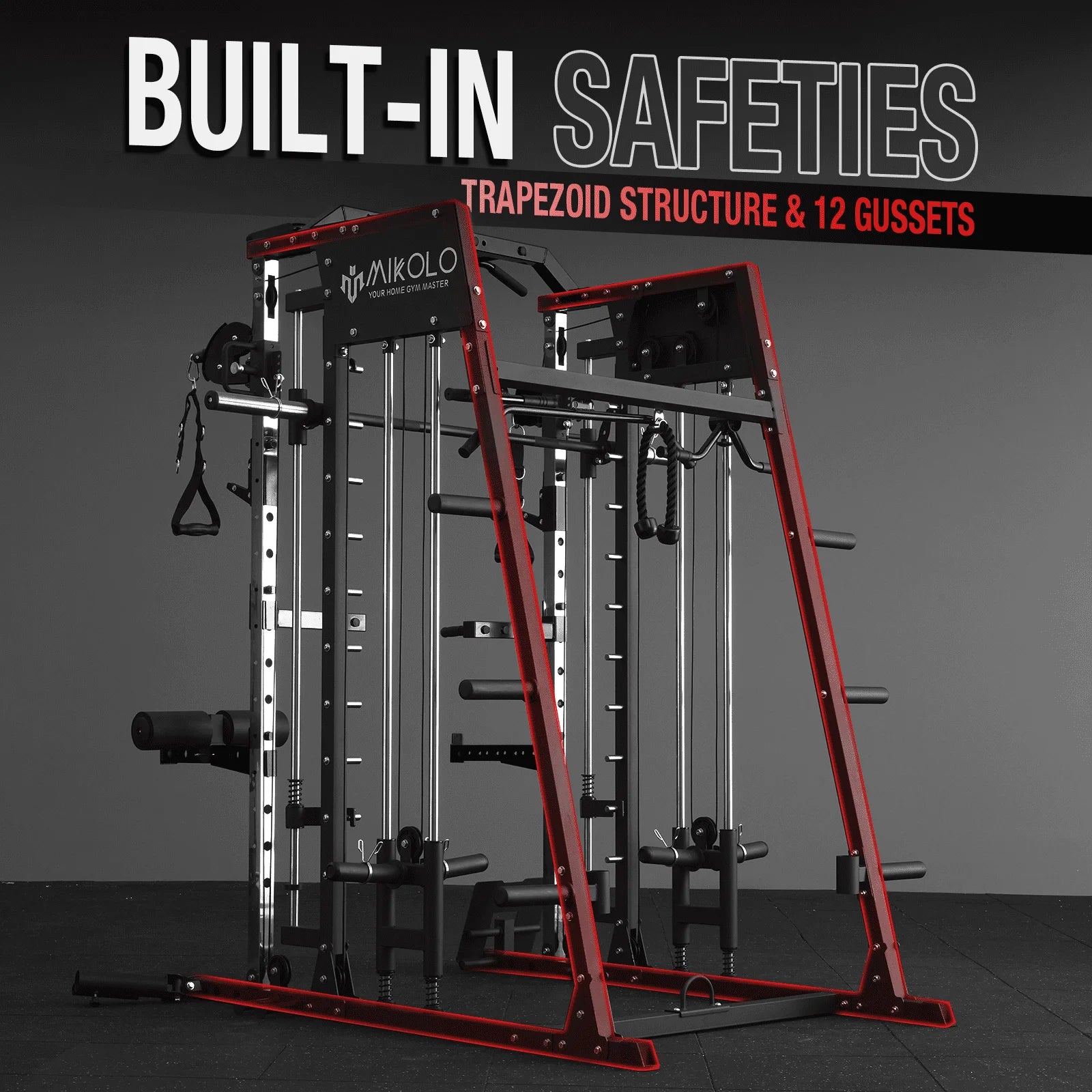 M4 All-In-One Smith Machine Home Gym Package, 2200 Lbs Power Rack Cage with Cable Crossover, 360° Landmine, Barbell Holders and Other Attachments, Total Body Strength Training Cage