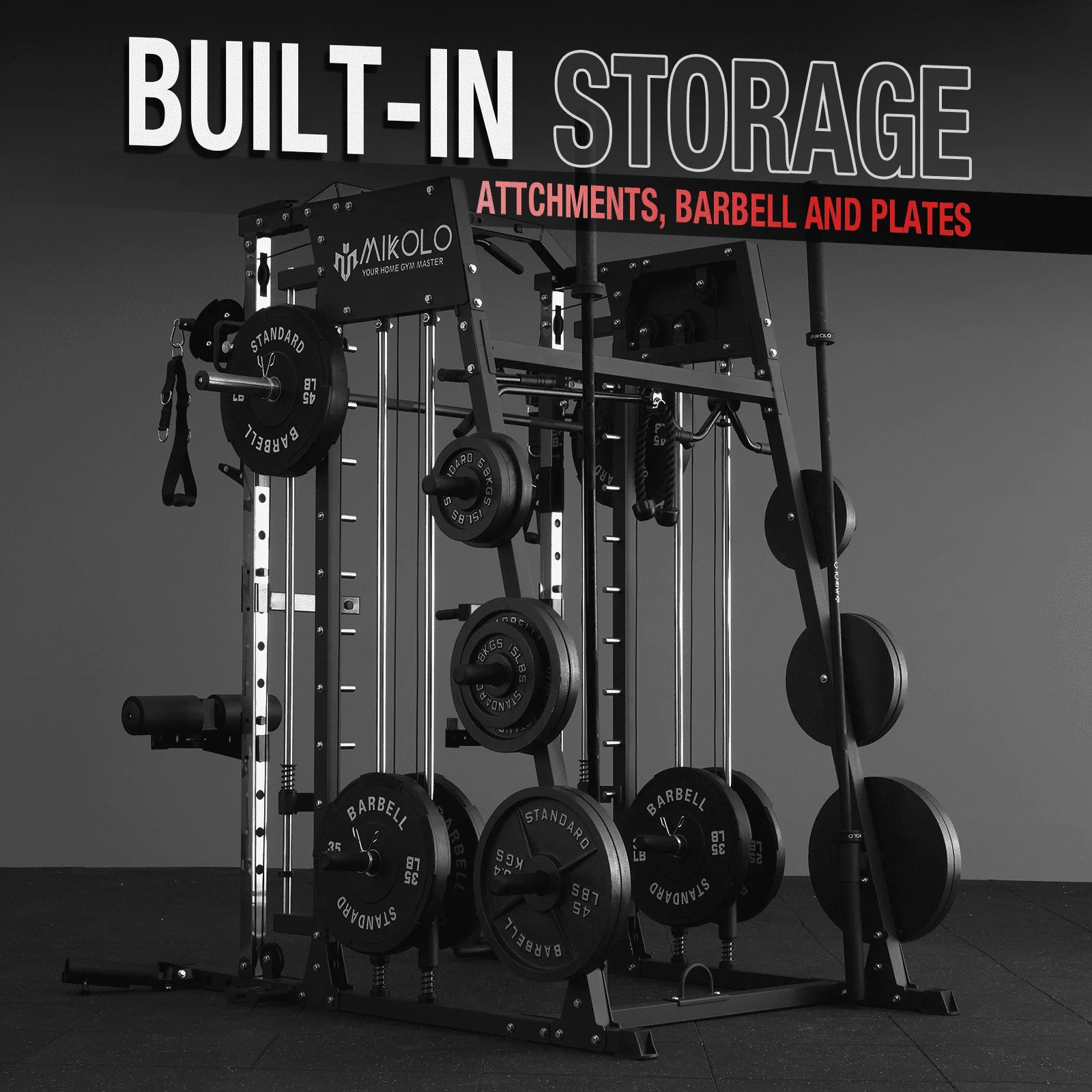 M4 All-In-One Smith Machine Home Gym Package, 2200 Lbs Power Rack Cage with Cable Crossover, 360° Landmine, Barbell Holders and Other Attachments, Total Body Strength Training Cage