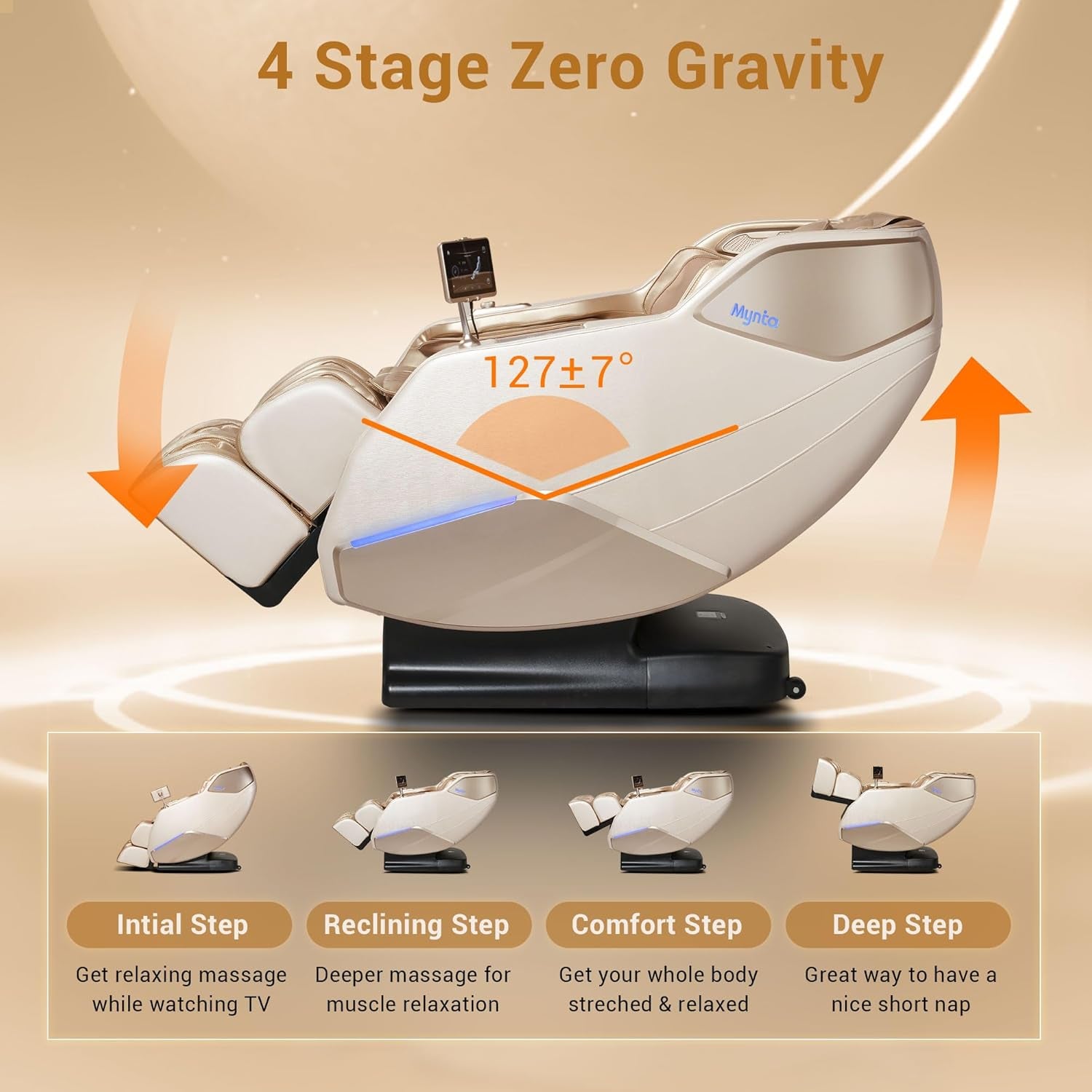 Massage Chair Full Body with Heat, Zero Gravity Sl-Track 3D Massage Chairs with Thai Stretching, 12 Modes,12 Massage Techniques, Calf & Foot Massage, Wireless Charging, White Noise
