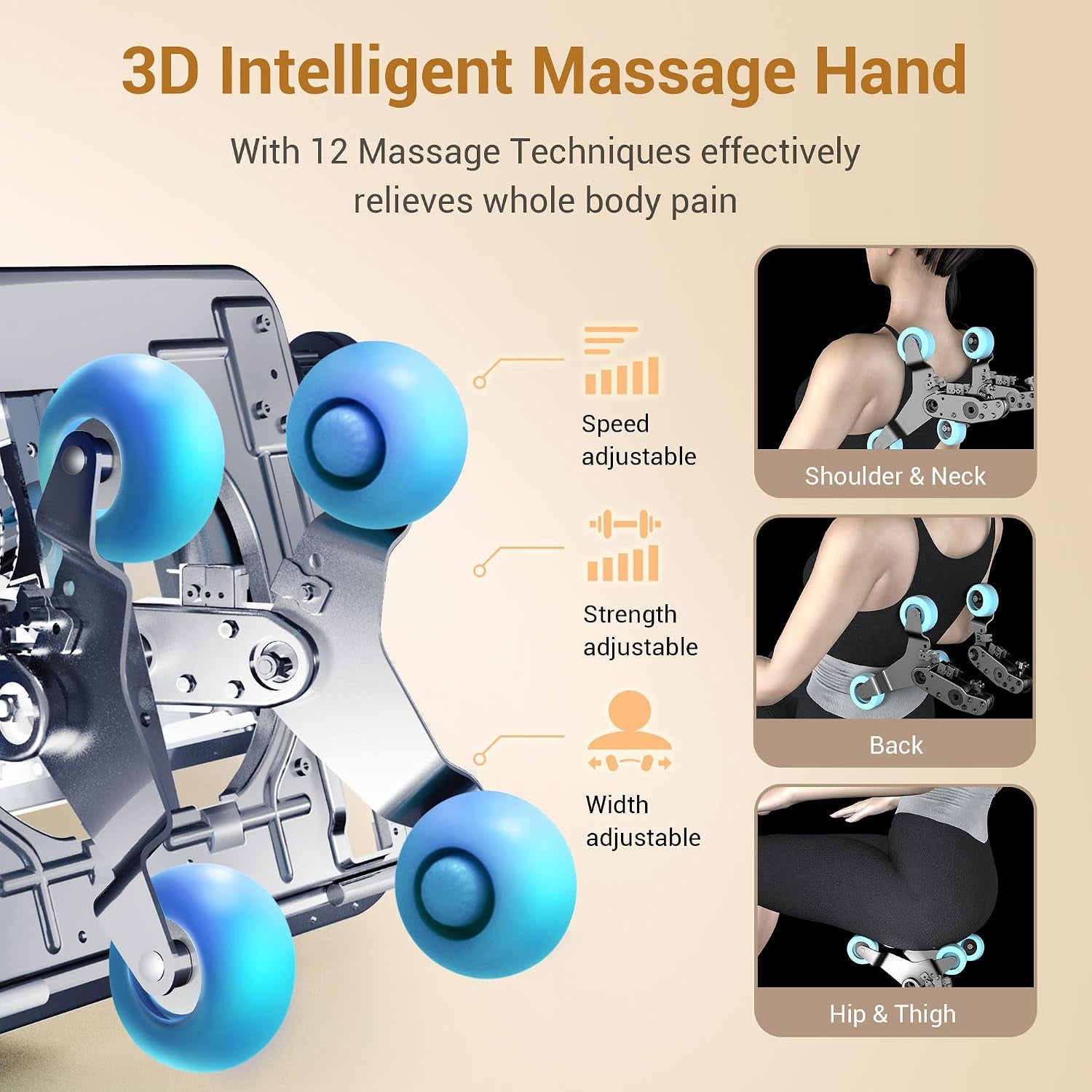 Massage Chair Full Body with Heat, Zero Gravity Sl-Track 3D Massage Chairs with Thai Stretching, 12 Modes,12 Massage Techniques, Calf & Foot Massage, Wireless Charging, White Noise